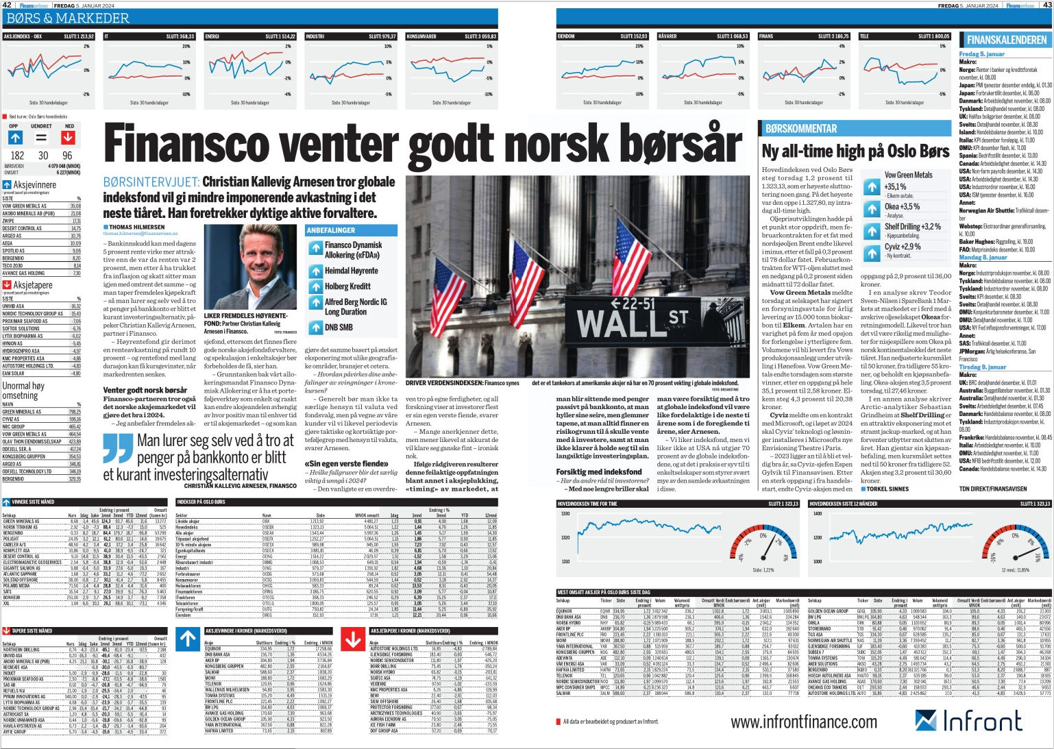 Finansco venter godt norsk børsår